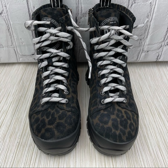 p448 Denise Animal Print Platform Sneaker Booties In Leopard Size 38 - Picture 7 of 15